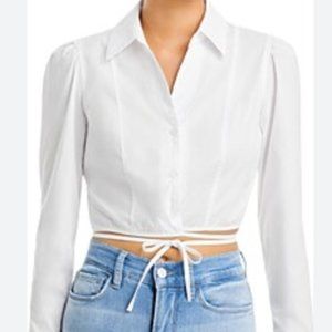 Lucy Paris White Button Down Cropped Blouse